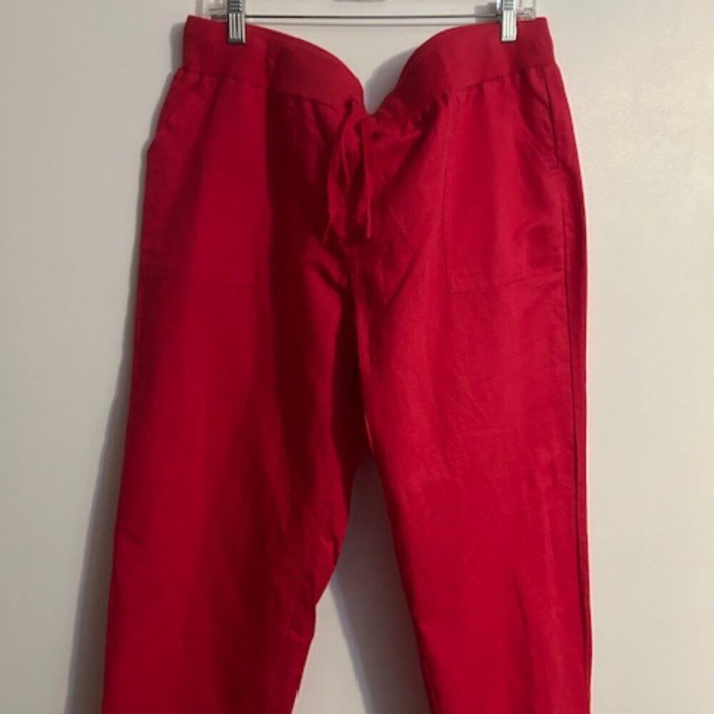 Banana Republic Passion Pink Linen blend cuffed crop pants, size XL